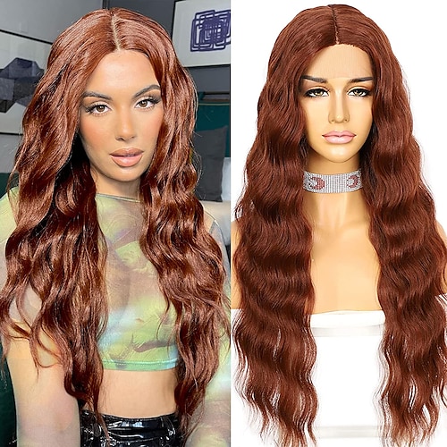 

Synthetic Lace Wig Wavy Style 16-26 inch Ombre Middle Part 132.5 lace front Wig Women's Wig Auburn / Synthetic Hair