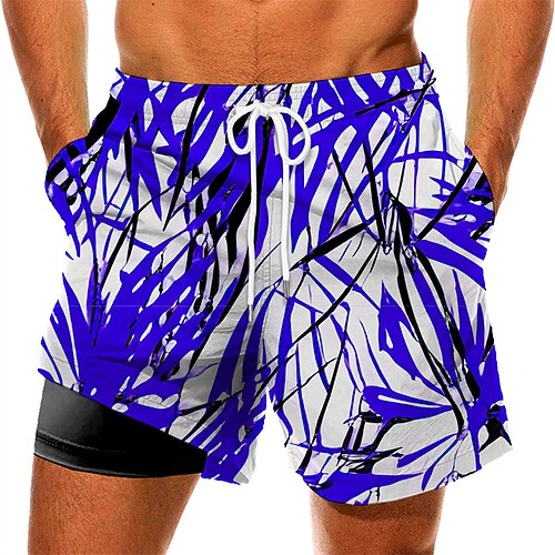 

Men's Swim Trunks Swim Shorts Quick Dry Board Shorts Bathing Suit with Pockets Compression Liner Drawstring Swimming Surfing Beach Water Sports Floral Summer