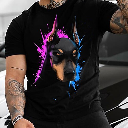 

Men's Unisex T shirt Tee Dog Crew Neck Black Print Outdoor Street Short Sleeve Print Clothing Apparel Sports Designer Casual Big and Tall / Summer / Summer