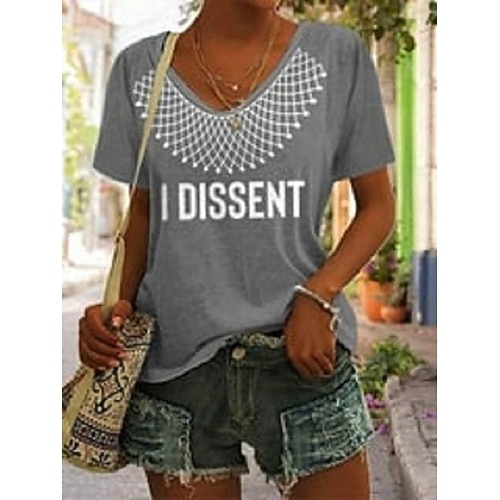 

Women's Vote Ruthless Pro Roe 1973 Feminist Daily T shirt Tee Short Sleeve Print Round Neck Basic Essential Tops Gray S