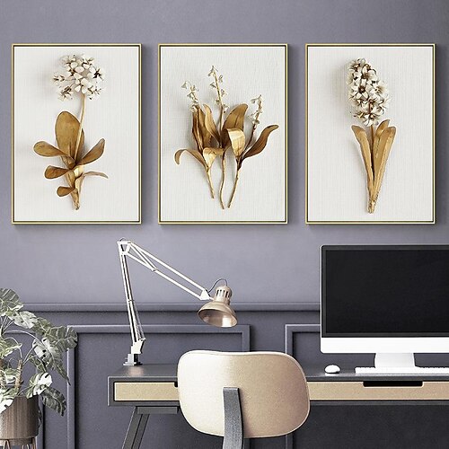 

1 Panel Abstract Art Prints Posters/Picture Golden Plant Flowers Leaves Modern Wall Art Wall Hanging Gift Home Decoration Rolled Canvas No Frame Unframed Unstretched Multiple Size