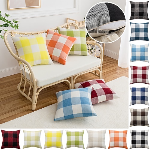 

1 pcs Polyester Pillow Cover Simple Plaid Geometric Modern Square Seamed Traditional Classic
