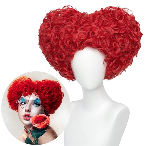 

Red Queen Heart Cosplay Wig for Women Girls Pre-styled Fluffy Short Curly Anime Cosplay Party Wigs