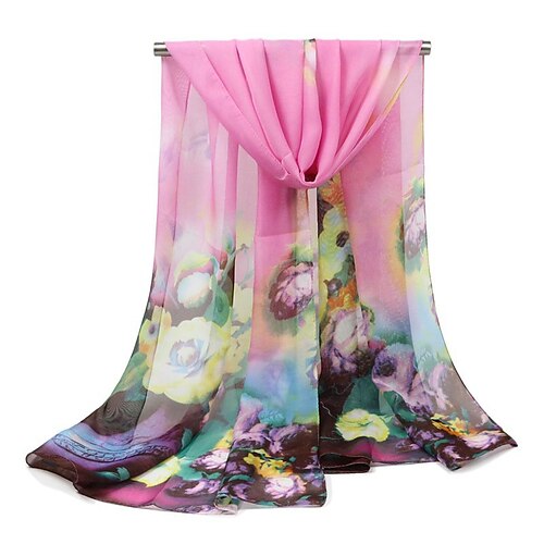 

1pcs New Bohemian Beach Flowers Printed Chiffon Scarf Long Scarves For Women Wrap Shawl Stole 50x160cm