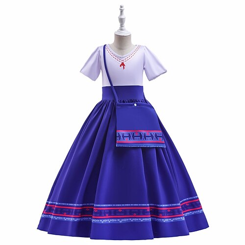 

Kids Little Girls' Dress Patchwork A Line Dress Party Performance Patchwork Blue Maxi Short Sleeve Cute Dresses Spring Summer Regular Fit 3-10 Years