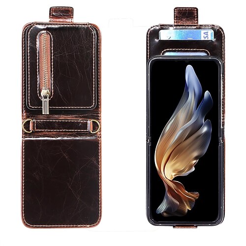 

Phone Case For Samsung Galaxy Wallet Card Z Flip 3 Bumper Frame Flip Magnetic Solid Colored PU Leather