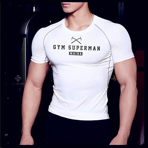 

Muscle Sports Tights Short-Sleeved Men's Basketball Clothes T-Shirts Quick-Drying Tops High Elastic Fitness Clothes Training Clothes