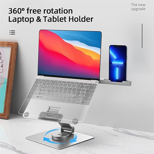 

Laptop Stand for Desk Adjustable Laptop Stand Metal Silicone Foldable All-In-1 Adjustable Laptop Holder Compatible with Kindle Fire iPad Pro MacBook Air Pro 9 to 15.6 inch 17 inch