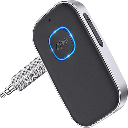 

Car Bluetooth 5.0 Receiver for Car Noise Cancelling Bluetooth AUX Adapter Bluetooth Music Receiver for Home Stereo/Wired Headphones/Handsfree Calling 16 Hours Battery Life-BlackSilver
