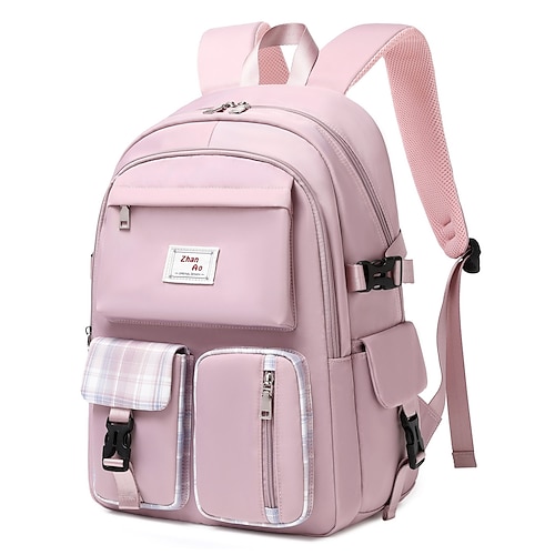 

мужская женская школьная сумка книжный портфель пригородный рюкзак школьные путешествия сплошной цвет ткань оксфорд регулируемая большая вместимость водонепроницаемые пуговицы молния черный розовый фиолетовый
