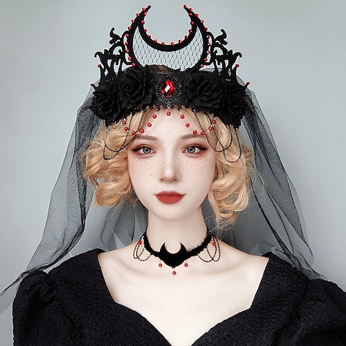 

Black Mesh Crown Tiara Grim Reaper Devil Witch Tiara Halloween Vampire King Character