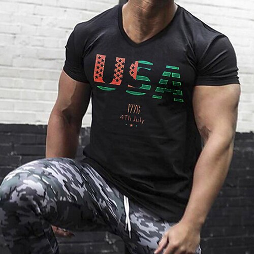 

Men's T shirt Tee Letter Crew Neck Black Street Casual Short Sleeve Print Clothing Apparel Fashion Classic Comfortable Big and Tall / Summer / Summer / Sports