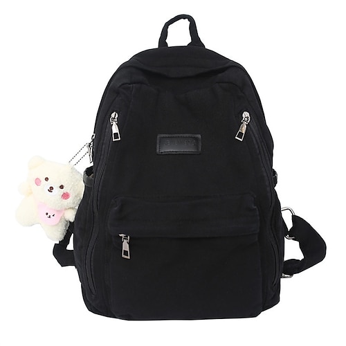 

School Backpack Bookbag Solid Color for Student Boys Girls Water Resistant Wear-Resistant Breathable Canvas School Bag Back Pack Satchel 18.45 inch