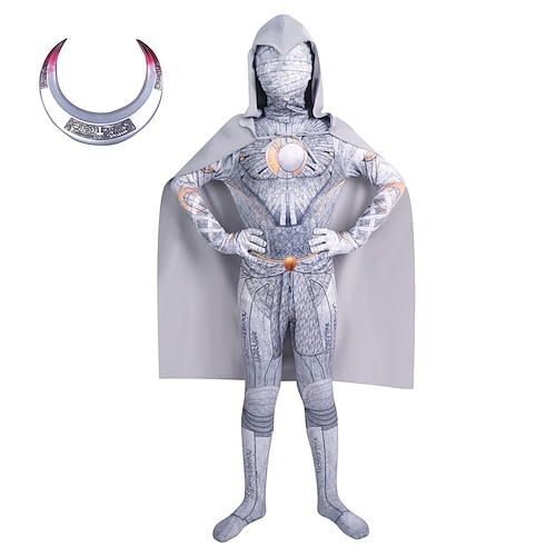 

Moon Knight Avengers Cosplay Costume Outfits Men's Women's Boys Movie Cosplay Cosplay Bodysuits Gray Leotard / Onesie Cloak Mask Masquerade Polyester