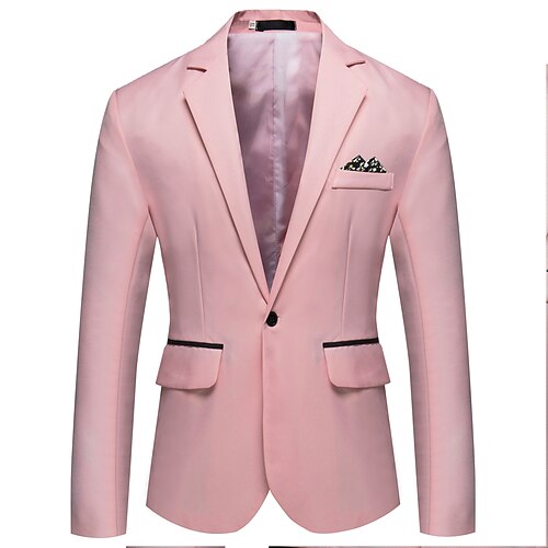 

Men's Blazer Regular Pocket Coat White Black Gray Pink Red Business Business Fall Single Breasted One-button V Neck Regular Fit M L XL 2XL 3XL / Breathable / Print / Spring / Long Sleeve / Work