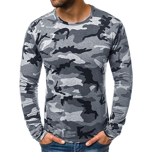 

Men's Tee / T-shirt Crew Neck Camouflage Sport Athleisure Shirt Long Sleeve Warm Breathable Soft Comfortable Everyday Use Street Casual Athleisure Daily Outdoor