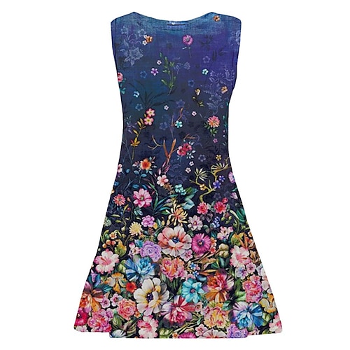 

Kids Girls' Dress Floral Strap Dress Above Knee Dress Daily Print Sleeveless Cute Dress 3-10 Years Spring Blue Purple