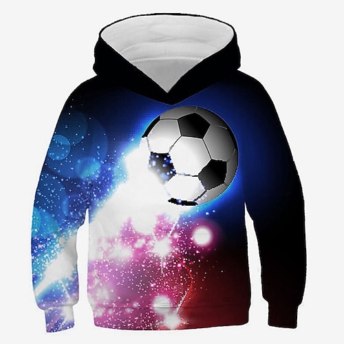 Boys 3D Football Hoodie Long Sleeve 3D Print Spring Fall Winter Active Streetwear Polyester Kids 3-12 Years Outdoor Daily