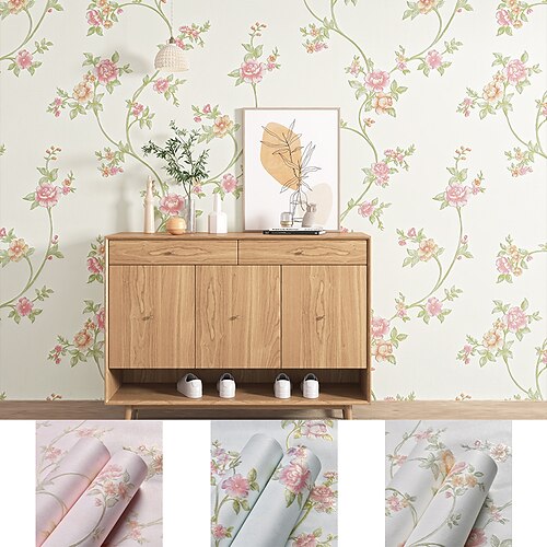 

European Style Self-adhesive Non-woven Wallpaper 3D Fine Embossed Environmental Friendly Wallpaper Warm Romantic Bedroom TV Background Sticker