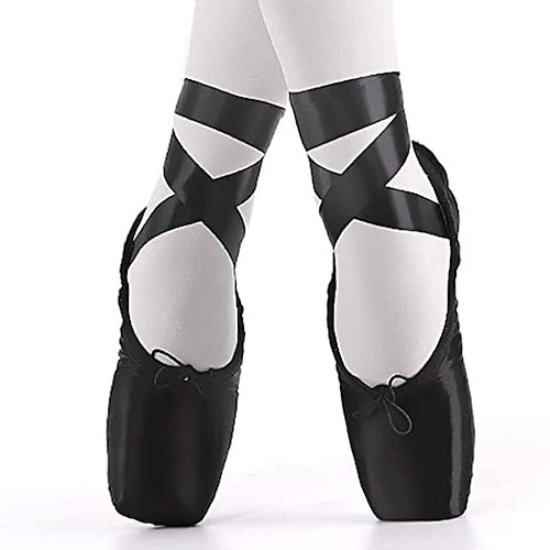 

Women's Ballet Shoes Ballroom Shoes Pointe Shoes En Pointe Dance Supplies Training Performance Practice Professional Ribbons Flat Heel Pointed Toe Black Red Lace-up Adults' Ballerina / Satin