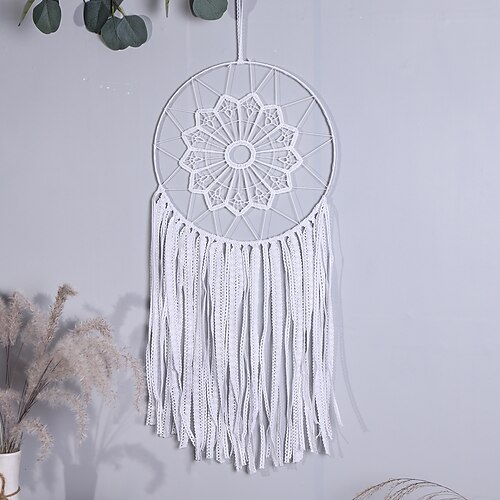 

Cross Border Hot Selling White Lace Bedroom Decoration Dream Catching Net Wall Hanging Wall Decoration Room Wholesale Dream Catching Net