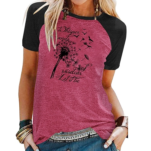 

Women's T shirt Dress Green Blue Light gray Graphic Letter Print Short Sleeve Casual Daily Basic Round Neck Regular S