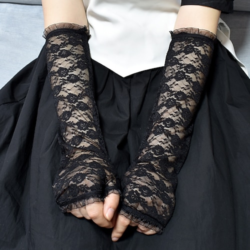 

Women's Fingerless Gloves Party / Evening Daily Flower / Plants Lace Sexy Lolita Wedding Casual / Daily 1 Pair