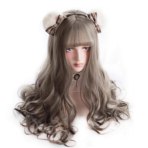 

Long Curly Wig - Natural Synthetic Hair Lolita Wigs with Wig Cap for Cosplay and Daily Wear