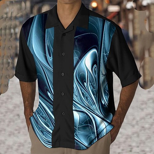 

Men's Shirt Summer Hawaiian Shirt Camp Shirt Graphic Shirt Aloha Shirt Streamer Turndown Black 3D Print Street Casual Short Sleeve 3D Button-Down Clothing Apparel Fashion Designer Casual Hawaiian