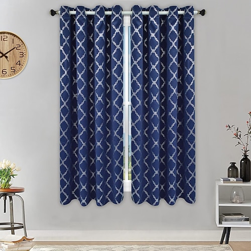 

1 Panel Geometric Printed Blackout Curtains Thermal Insulated Window Curtains for Bedroom,Grommet Window Treatment Curtain, Light Blocking Drapes for Living Room