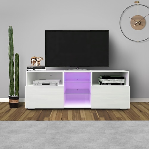 

Modern Minimalist TV Cabinet Living Room with 20 colors LED LightsTV Stand Entertainment Center (White) Modern High-Gloss LED TV Cabinet Simpleness Creative Furniture TV Cabinet