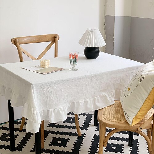 

White Tablecloth Art Nordic Tablecloth Tea Coffee Table for Dining Table Home Room Decoration white lace