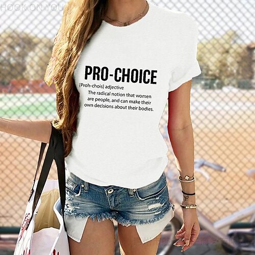 

Women's T shirt Tee Vote Ruthless Pro Roe 1973 Feminist Casual Daily T shirt Tee Short Sleeve Round Neck Basic Essential Green White Black S