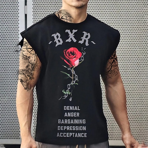 

Men's Unisex T shirt Tee Rose Graphic Prints Crew Neck Black Hot Stamping Outdoor Street Cap Sleeve Print Clothing Apparel Sports Designer Casual Big and Tall / Summer / Summer