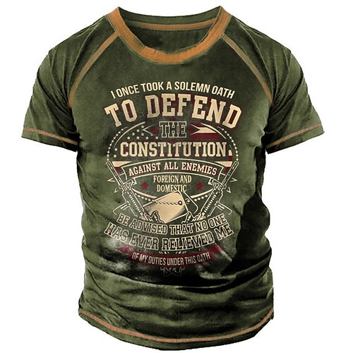 

Men's Unisex T shirt Tee Letter Graphic Prints Crew Neck Army Green Dark Gray Navy Blue 3D Print Outdoor Street Short Sleeve Print Clothing Apparel Sports Designer Casual Big and Tall / Summer