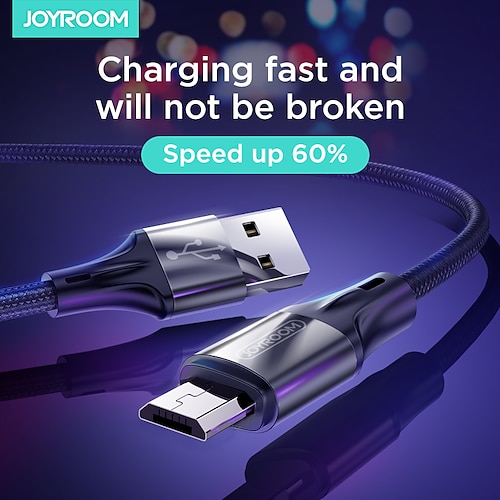 

1 Pack Joyroom USB 2.0 Cable 3.3ft USB A to micro B 3 A Charging Cable Fast Charging High Data Transfer Nylon Braided For Xiaomi Huawei Phone Accessory