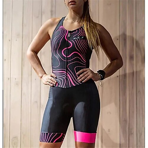 

Sleeveless Cycling Jersey with Shorts Triathlon Tri Suit Black Bike Quick Dry Sports Patterned Clothing Apparel