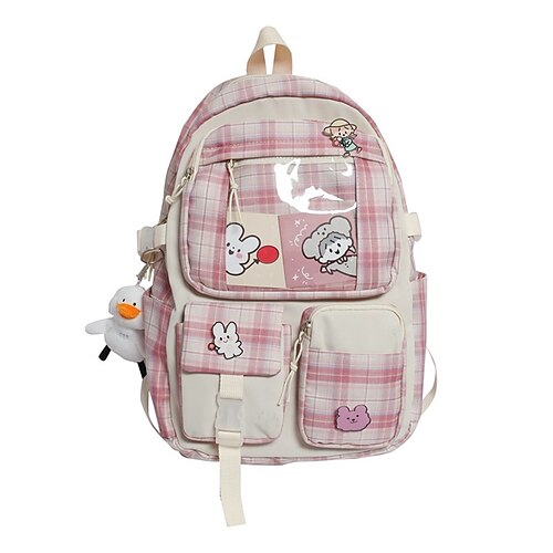 

School Backpack Bookbag Lattice for Student Boys Girls Water Resistant Wear-Resistant Breathable Nylon School Bag Back Pack Satchel 20.87 inch