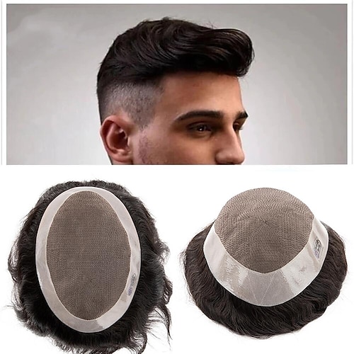 

Toupee Men Fine Mono Men's capillary prothesis Indian Human Hair Replacement System Super Durable Hairpieces Handmade Wig Man