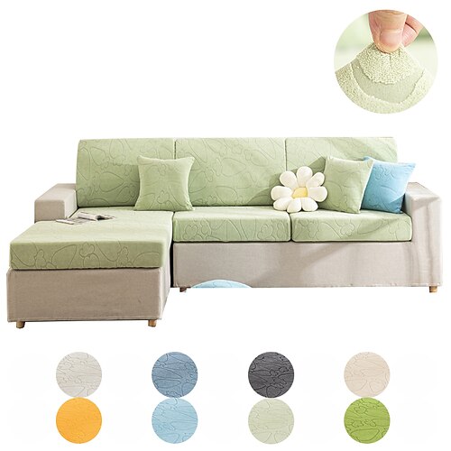 

Carrot Jacquard Solid Color Simple FlowerJacquard Sofa Cushion Cover Elastic Sofa Protector Scratch L Shape Corner Sofa Covers For Home Living Room Lounge