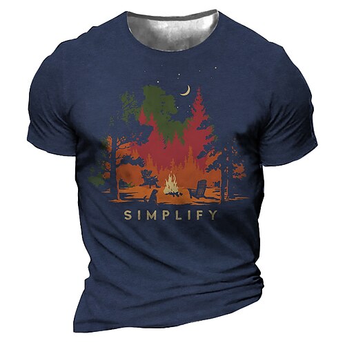 

Men's Unisex T shirt Tee 3D Print Graphic Landscape Crew Neck Street Daily Print Short Sleeve Tops Designer Casual Big and Tall Sports Blue / Summer