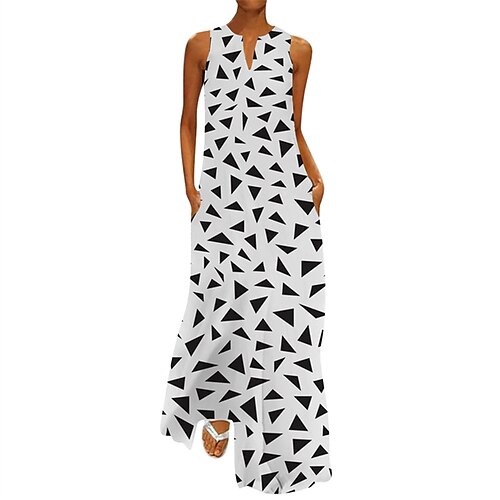 

Women's Swing Dress Maxi long Dress White Black Blue Purple Light gray Red Sleeveless Floral Pocket Print Spring Summer V Neck Casual 2022 S M L XL XXL 3XL 4XL 5XL