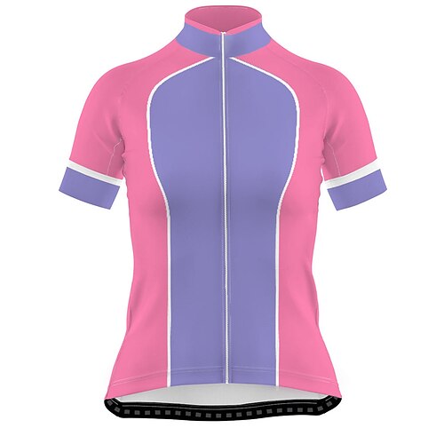 

21Grams Women's Short Sleeve Cycling Jersey Bike Jersey Top with 3 Rear Pockets Mountain Bike MTB Road Bike Cycling Breathable Quick Dry Moisture Wicking Blue Pink Color Block Spandex Polyester Sports
