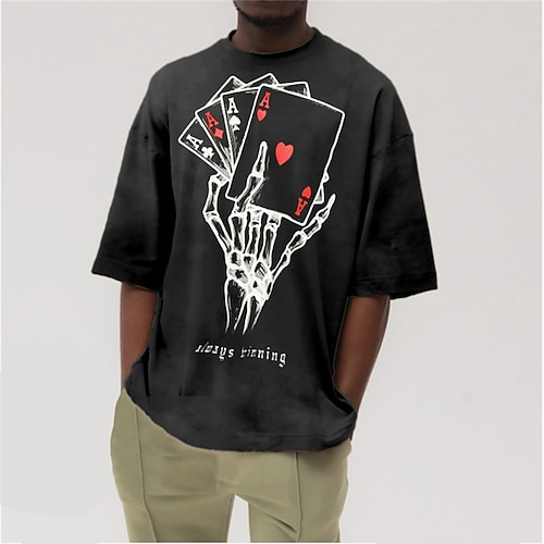 

Men's T shirt Tee 3D Print Graphic Patterned Poker Plus Size Crew Neck Daily Sports Print Half Sleeve Tops Designer Basic Casual Oversized Green Black Brown / Summer