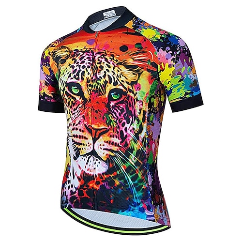 

21Grams Men's Cycling Jersey Short Sleeve Bike Top with 3 Rear Pockets Mountain Bike MTB Road Bike Cycling Breathable Quick Dry Moisture Wicking Reflective Strips Red Animal Polyester Spandex Sports