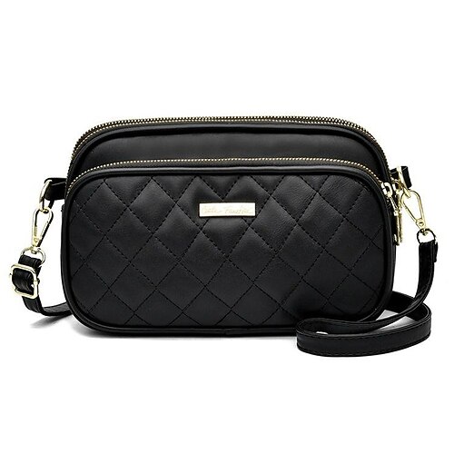 

Women's Sling Bags Crossbody Bag PU Leather Solid Color Quilted Daily claret Black Pink Yellow