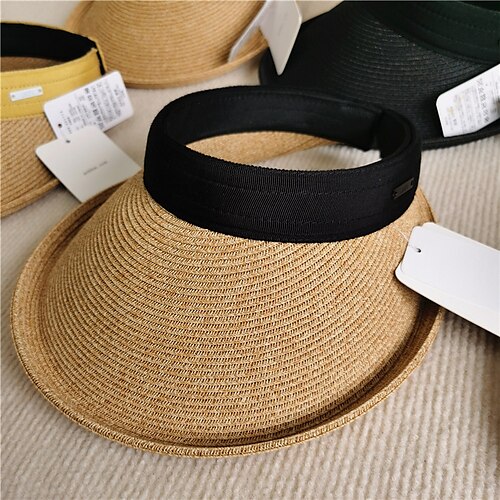 

Women's Hat Straw Hat Sun Hat Black Yellow Fuchsia Outdoor Street Daily Braided Pure Color Comfort Breathable