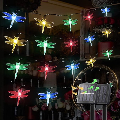 

2Packs Outdoor Solar Dragonfly Fairy String Lights Waterproof Garden Decoration Light 5m 20LED Outdoor Patio Wedding Party Holiday Yard Decoration