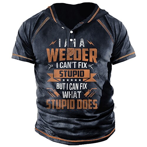 

Men's Unisex T shirt Tee 3D Print Graphic Prints Letter Hooded Street Daily Button-Down Print Short Sleeve Tops Designer Casual Big and Tall Sports Black Army Green Brown / Summer