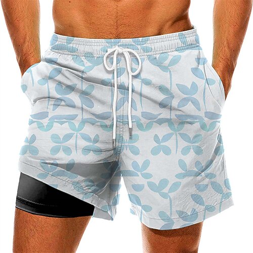 

Men's Swim Trunks Swim Shorts Quick Dry Board Shorts Bathing Suit with Pockets Compression Liner Drawstring Swimming Surfing Beach Water Sports Floral Summer